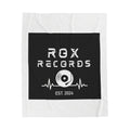 Rox Records Velveteen Plush Blanket — Black Logo Vinyl & Wave Design (Est. 2024)