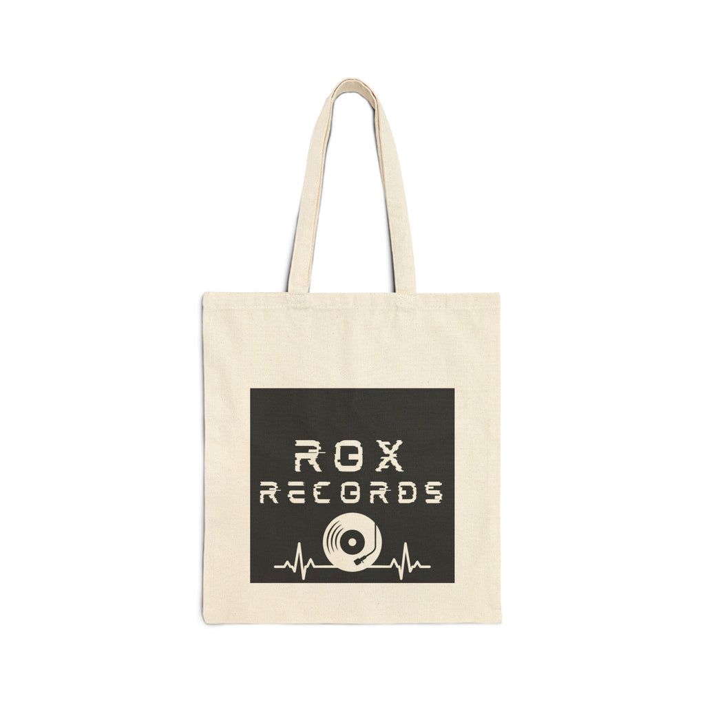 Rox Records Canvas Tote Bag – Vinyl Logo Music Lover Grocery Bag