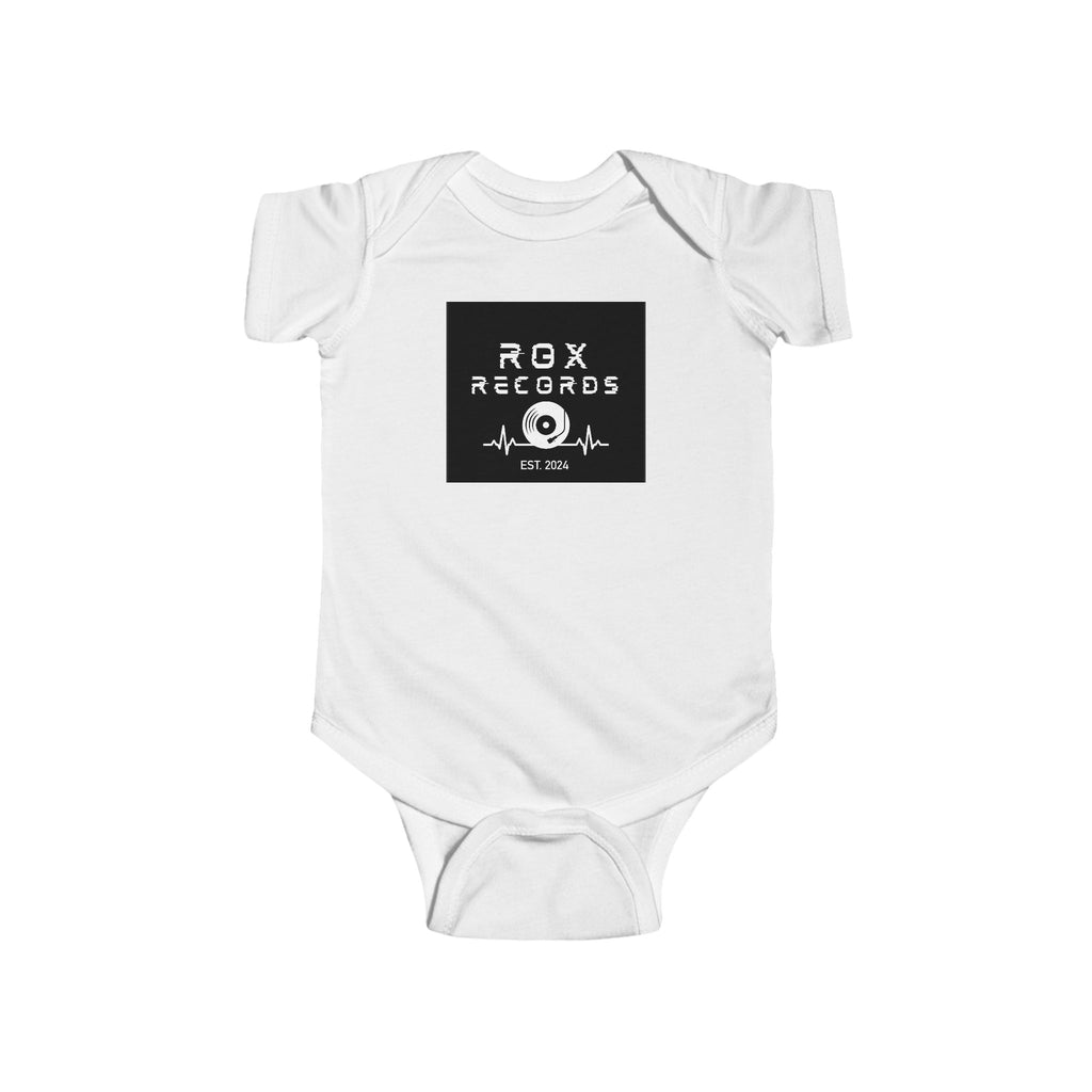 Infant Bodysuit - ROX Records Logo Baby Onesie (Music Lover Gift)