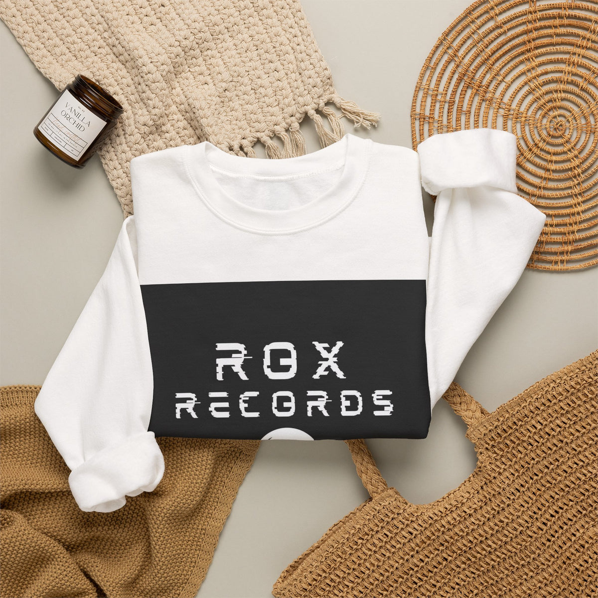 Crewneck Sweatshirt — ROX Records Logo "EST. 2024" Music Vinyl Design